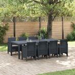 vidaXL Tuin Eetset 9 pcs Antraciet Polt riet, Tuin en Terras, Verzenden, Nieuw, Rotan