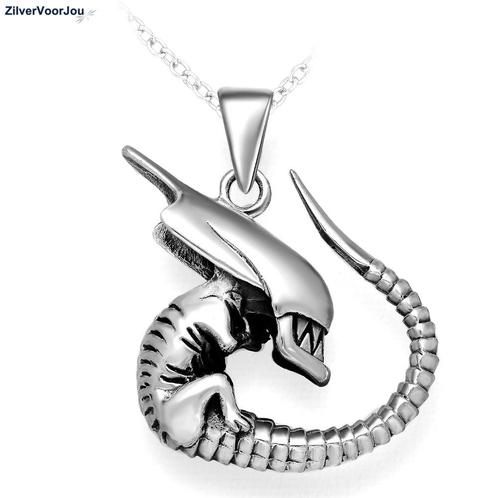 Zilveren Alien kettinghanger, Sieraden, Tassen en Uiterlijk, Kettingen, Zilver, Nieuw, Zilver, Verzenden