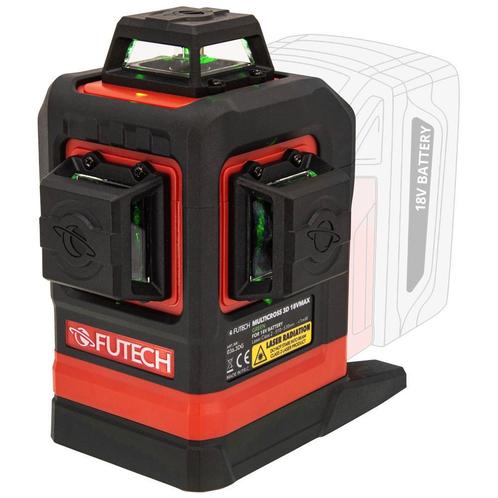 Futech MC3D 18V MAX | 3x360 Laser | Werkt op alle 18V accus!, Doe-het-zelf en Verbouw, Meetapparatuur, Nieuw, Verzenden