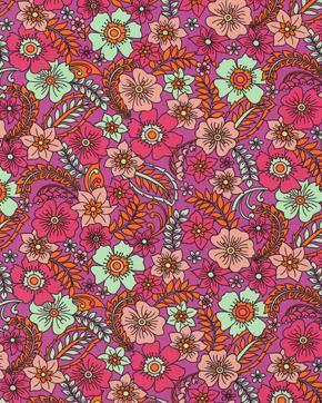 Poplin Katoen Bloemen Retro Fuchsia, Hobby en Vrije tijd, Stoffen en Lappen, Nieuw