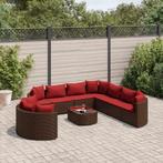 vidaXL 10-delige Loungeset met kussens poly rattan bruin, Meer dan 8 zitplaatsen, Nieuw, Loungeset, Verzenden
