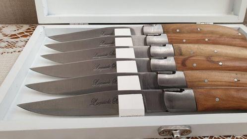 Laguiole Bougna - Tafelmessenset (6) - Teak - Tafelmesssen, Antiek en Kunst, Antiek | Keukenbenodigdheden