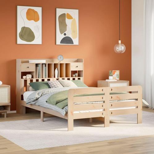 vidaXL Bed met boekenkast zonder matras massief grenenhout, Huis en Inrichting, Slaapkamer | Bedden, 160 cm, 200 cm, Tweepersoons