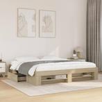 vidaXL Bedframe bewerkt hout sonoma eikenkleurig 180x200 cm, Huis en Inrichting, Slaapkamer | Bedden, Eenpersoons, Bruin, Verzenden