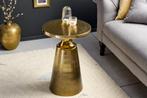 Design bijzettafel ABSTRACT 60cm goud metaal geborsteld, Huis en Inrichting, Tafels | Sidetables, Ophalen of Verzenden, Nieuw