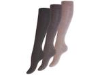 3 paar dames kniekousen - Drukvrije boord - Bruinmix, Kleding | Dames, Sokken en Kousen, Verzenden, Nieuw