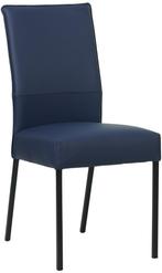 Blauwe leren moderne eetkamerstoel - poot vierkant zwart - H, Huis en Inrichting, Stoelen, Overige kleuren, Nieuw, Leer, Ophalen of Verzenden
