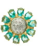 Zonder Minimumprijs - Ring - 9 kt. Geel goud, Zilver Diamant, Sieraden, Tassen en Uiterlijk, Ringen, Nieuw
