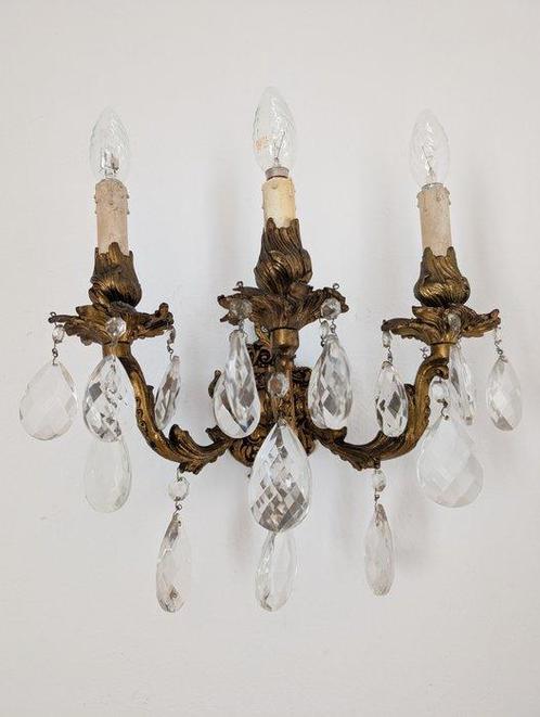 Wandlamp (2) - Kristal - Gouden afwerking, Antiek en Kunst, Antiek | Overige Antiek