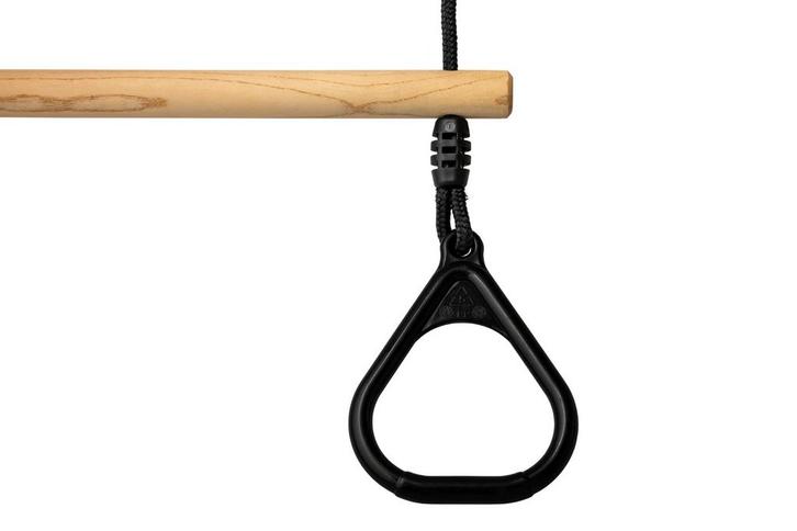 Houten Ringtrapeze met Kunststof Ringen zwart - BR touw, Kinderen en Baby's, Speelgoed | Buiten | Speeltoestellen, Nieuw, Ophalen of Verzenden