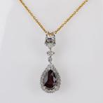 Ketting met hanger - 14 karaat Witgoud - 1.83ct. tw. Robijn, Sieraden, Tassen en Uiterlijk, Antieke sieraden
