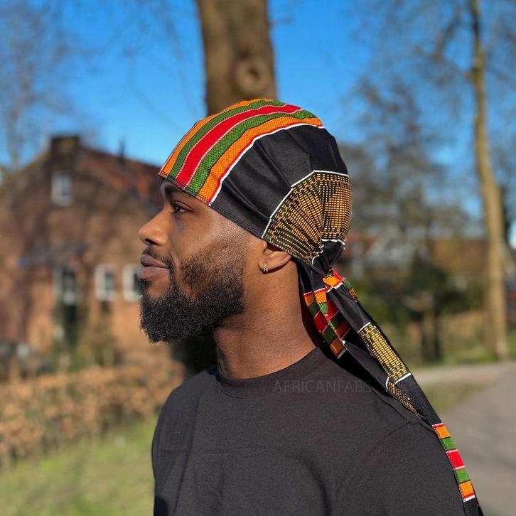 Durag / Du-rag / Do-rag / Bandana - Unisex - Zwart Pan Afric, Kleding | Heren, Hoeden en Petten, Nieuw, Ophalen of Verzenden