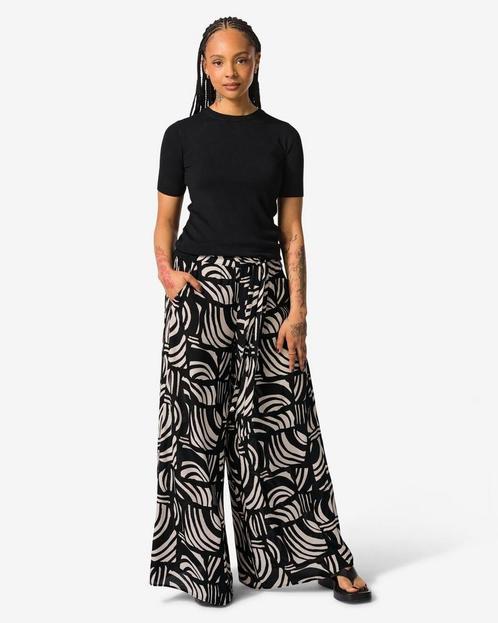 HEMA Damesbroek Remmy wide leg abstract zwart, Kleding | Dames, Overige Dameskleding, Nieuw, Verzenden
