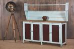 Vintage houten werkbank | Unieke industriële keukenkast | Ou