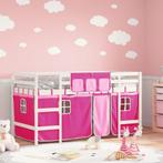 vidaXL Kinderhoogslaper met gordijnen 80x200 cm grenenhout, Eenpersoons, Verzenden, Nieuw, 80 cm