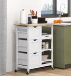 Keukentrolley met 3 Lades en Los Dienblad – Wit – 85,5 cm, Huis en Inrichting, Verzenden, Nieuw