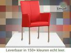 Leren eetkamerstoel Comfort met wieltjes en armleuning -, Huis en Inrichting, Stoelen, Overige kleuren, Nieuw, Leer, Ophalen of Verzenden