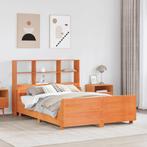 vidaXL Bed met boekenkast zonder matras hout wasbruin, Verzenden, Wit, Nieuw, Twijfelaar