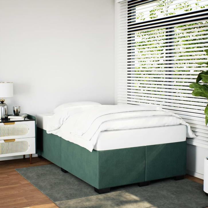 vidaXL Bedframe zonder matras 120x190 cm fluweel donkergroen, Huis en Inrichting, Slaapkamer | Bedden, 120 cm, 190 cm of minder