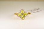 Ring - 14 karaat Geel goud Olivijn - Diamant, Sieraden, Tassen en Uiterlijk, Ringen, Nieuw
