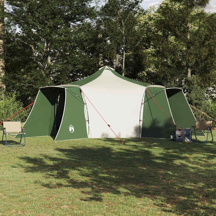 vidaXL Tipi Tent met dak Groen en beige 492 x 492 x 275 cm, Caravans en Kamperen, Tenten, Nieuw, Verzenden