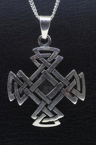Zilveren Keltische knoop vierkant ketting hanger, Sieraden, Tassen en Uiterlijk, Kettinghangers, Verzenden