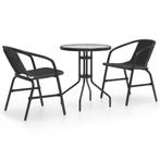 vidaXL 3-delige Tuinset zwart, Tuin en Terras, Tuinsets en Loungesets, Verzenden, Nieuw, Textileen, Tuinset