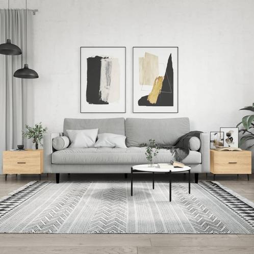 vidaXL Salontafels 2 st 50x50x40 cm bewerkt hout sonoma, Huis en Inrichting, Tafels | Salontafels, 50 tot 100 cm, Nieuw, Overige houtsoorten