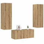 vidaXL Tv-wandkasten 3 st bewerkt hout artisanaal, Verzenden, Nieuw, Overige houtsoorten