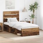 vidaXL Bedframe met hoofdeinde Oudhout 75 x 190 cm Massief, Huis en Inrichting, Verzenden, Nieuw, Bruin, Hout