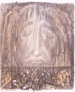 Oorlogsgewonden met treurende Jezus op spotprent (Lithos), Antiek en Kunst, Verzenden