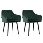 Lina® Noble - Velvet Eetkamerstoelen - Set van 2 - Groen, Huis en Inrichting, Stoelen, Twee, Overige kleuren, Stof, Nieuw