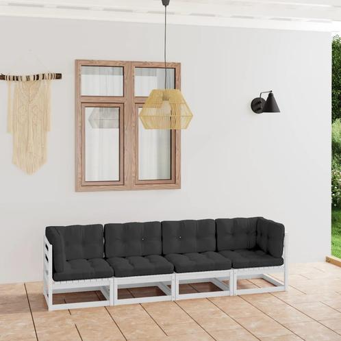 vidaXL Tuinbank 4-zits met kussens massief grenenhout, Tuin en Terras, Tuinsets en Loungesets, Nieuw, Verzenden