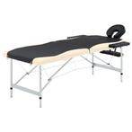 vidaXL Massagetafel inklapbaar 2 zones aluminium zwart en, Sport en Fitness, Massageproducten, Verzenden, Nieuw