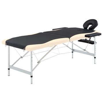 vidaXL Massagetafel inklapbaar 2 zones aluminium zwart en beschikbaar voor biedingen