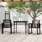 vidaXL 3-delige Tuinset zwart, 2 zitplaatsen, Verzenden, Nieuw, Rvs