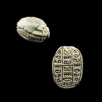 Oud-Egyptisch Speksteen versierde Anra scarabee (God Ra) -, Antiek en Kunst