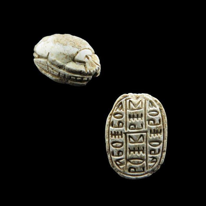 Oud-Egyptisch Speksteen versierde Anra scarabee (God Ra) -, Antiek en Kunst, Antiek | Overige Antiek