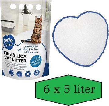 Duvo+ Premium Fijne Silica kattenbakvulling wit 6x5 liter beschikbaar voor biedingen