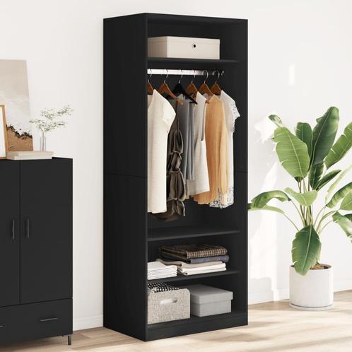 vidaXL Kledingkast 80x50x200 cm bewerkt hout zwart, Huis en Inrichting, Kasten | Kledingkasten, Nieuw, Verzenden