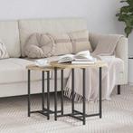 vidaXL Bijzettafelset 2 pcs Sonoma eik en Zwart 50 x 50 x 50, Huis en Inrichting, Tafels | Bijzettafels, Verzenden, Nieuw