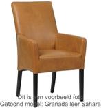 Set van 4 Leren eetkamerstoelen - met armleuning - Echt leer, Huis en Inrichting, Stoelen, Overige kleuren, Nieuw, Leer, Ophalen of Verzenden