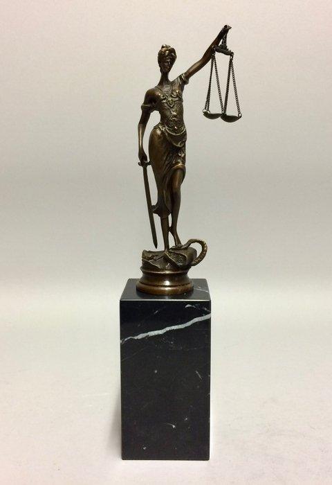 Beeldje - Bronzen beeld vrouwe justitia - exacte, Antiek en Kunst, Curiosa en Brocante