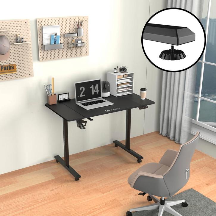Bureau Pomona op wielen zit sta elektrisch verstelbaar zwart, Huis en Inrichting, Bureaus, Verzenden