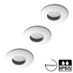 Set van 3 badkamer inbouwspots wit + LED spots GU10 Lybardo, Huis en Inrichting, Lampen | Spots, Nieuw, Verzenden