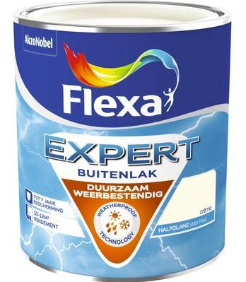 Flexa Expert Buitenlak Halfglans - Ivoorwit - 0,75 liter, Doe-het-zelf en Verbouw, Verf, Beits en Lak, Lak, Wit, Nieuw, Minder dan 5 liter