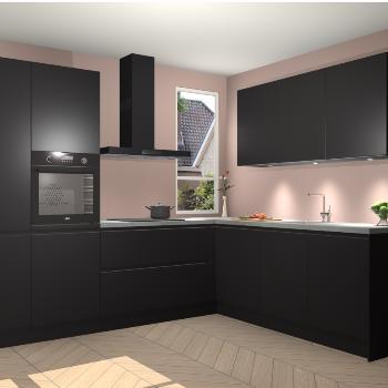Zwarte greeploze keuken Teheran 21886, Huis en Inrichting, Keuken | Complete keukens, Verzenden