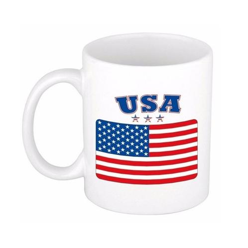 Vlag USA/Amerika beker mok 300 ml - Amerika versiering, Hobby en Vrije tijd, Feestartikelen, Ophalen of Verzenden