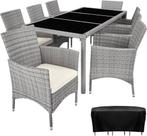 2dekans | tectake - Wicker zitgroep 8 stoelen en 1 tafel -, Tuin en Terras, Tuinsets en Loungesets, Ophalen of Verzenden, Gebruikt