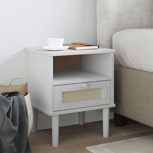 vidaXL Nachtkastje SENJA rattan-look 40x35x48 cm grenenhout, Huis en Inrichting, Slaapkamer | Nachtkastjes, Nieuw, Hout, Verzenden